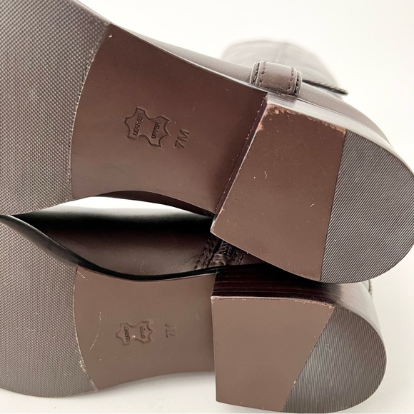 TORY BURCH | Tall Riding Boots Bristol Dark Brown Coconut Leather Size 7 - Picture 13 of 15